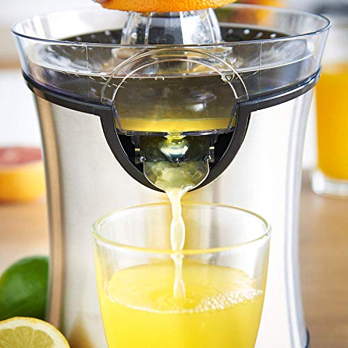 VonShef 220 240 Volt Citrus Fruit Juicer Machine 100W for Orange, Lemon, Lime Juice - Electric with Interchangeable Cone Attachments - Bundle With Dynastar Plug Adapter | (Not For USA)