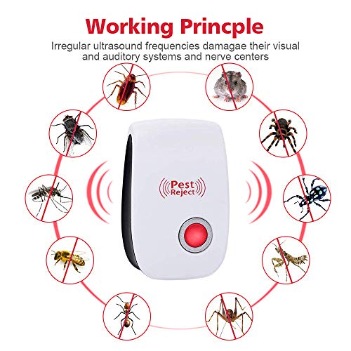 ACETEND Ultrasonic Vermin Repeller, 2019 Newest Electronic Vermin Control Ultrasonic Repellent Indoor Plug, Non-Toxic for Humans & Pets, Best Indoor Vermin Control Device, 6 Packs (Red)