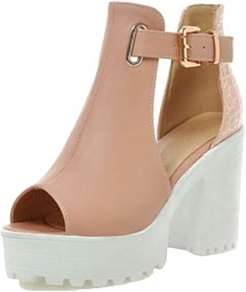 Amazon.com | Women Leather Sandals Summer Breathable Wear Resistant Solid Color Platform High 