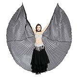 Dance Fairy Isis Wings Silk Belly Dance Halloween Costumes Prop,Black