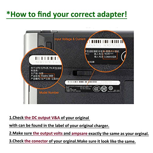 19.5V 3.34A 65W Emaks Ac Adapter /Laptop Charger /Power supply for Dell Inspiron 15 3000 5000 Series (3552) i3552 (3559) i3559 (5567) i5567 (5559) i5559 (3567) i3567;11 3162 i3162-0003BLU