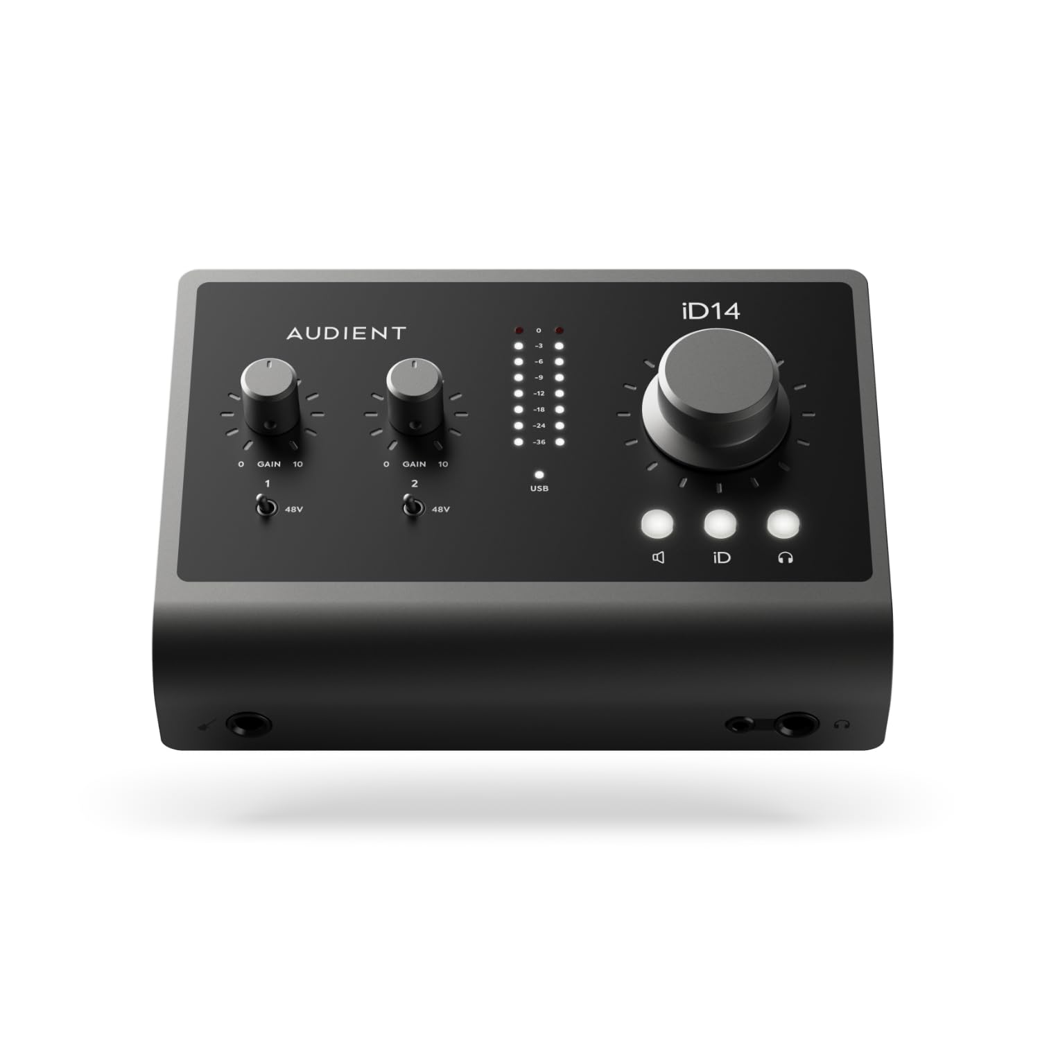 Photo 1 of Audient Audio Interface iD14 MKII, 2 Class-A Microphone Preamps (High Performance USB Audio Interface, USB-C Connector, Monitor Mix and Monitor Panning Function, 2 Headphone Outputs), Black