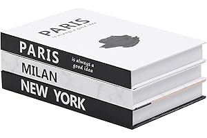 FERAHI Decorative Books for Home Decor, 3 Pcs Coffee Table Books Decor, Faux Books for Decoration, Decor Books, Fashion Books Decor, Designer Books Decor Set for Living Room, Table, Shelf Decor(BLACK)