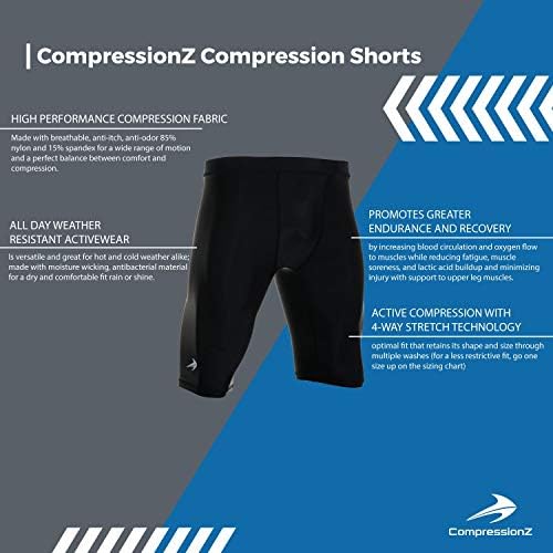 CompressionZ Men’s Compression Shorts Athletic Base Layer for Muscle