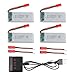 4Pcs 3.7V 900mah Li Battery for 8807 8807W Fordable RC Quadcopter Drone + 1 to 4 Charger + Charging Cable - CreaTion