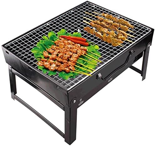 Maharaj Mall Style Folding & Portable Outdoor Barbeque Grill Toaster Charcoal BBQ Grill Oven Black Carbon Steel, Black