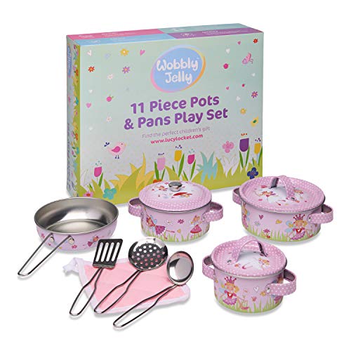 Wobbly Jelly 'Fairy Tale' Kids Kitchen Set 11 pc Toy Pots and Pans