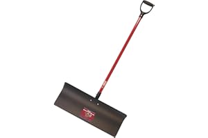 BULLY TOOLS Heavy Duty Steel Snow Pusher - Extra Long Fiberglass D-Grip Handle, Durable Wide Metal Push Shovel for Driveways, Sidewalks & Parking Lots, Snow Clearing - 100% Made in The USA, 30-inch