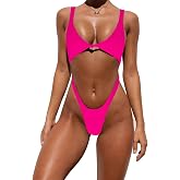 Tainehs Womens Sexy One Piece Bikini Swimsuits High Cut Cheeky Swimwear Thong Bottoms Bathing Swimsuits