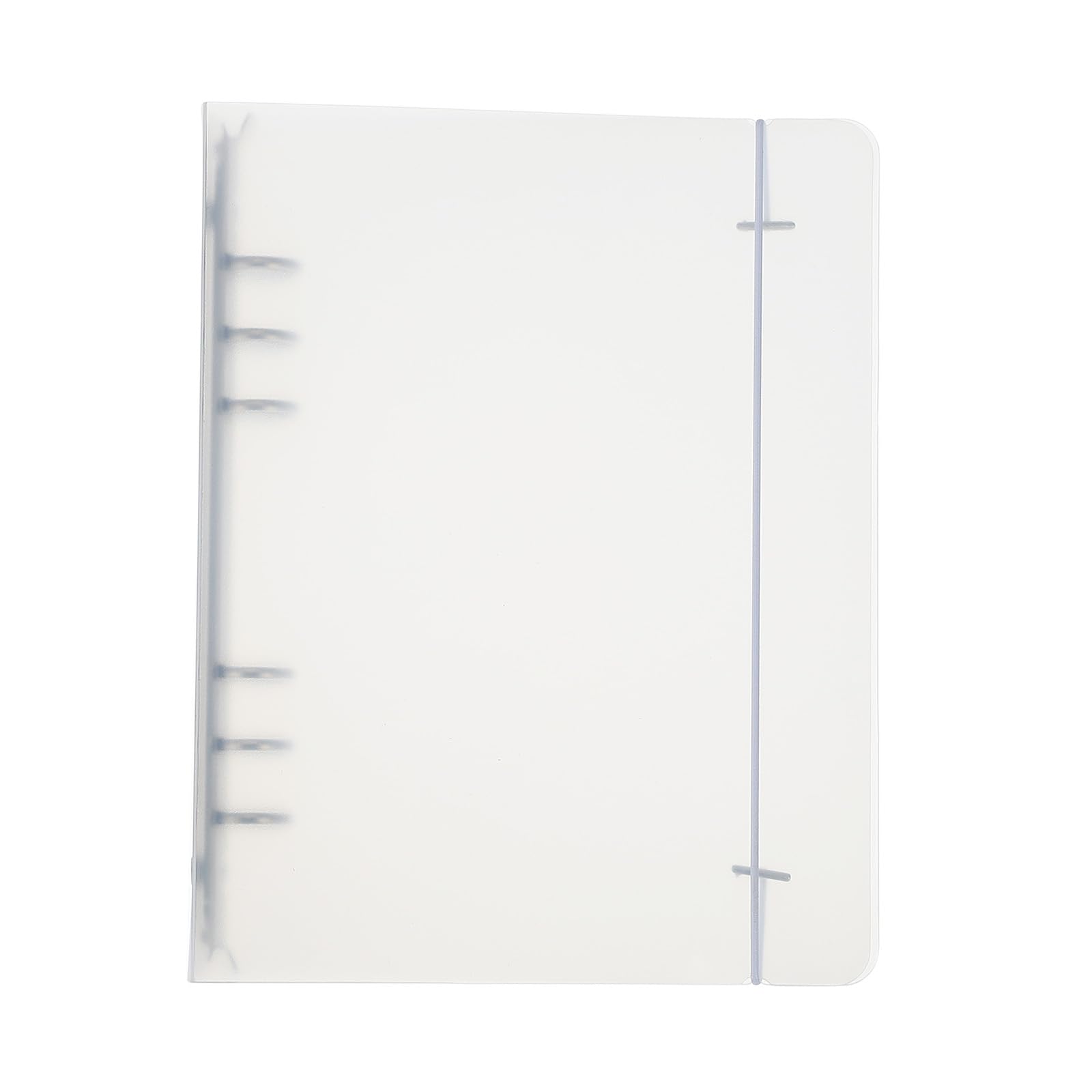 PATIKIL A5 Binder Cover, 1 Pcs PP 6 Ring Round Ring Binder Cover with White Fixing Belt Metal Lock Loose Leaf Binder Protector Refillable Notebook for Meeting Folder, Matte White