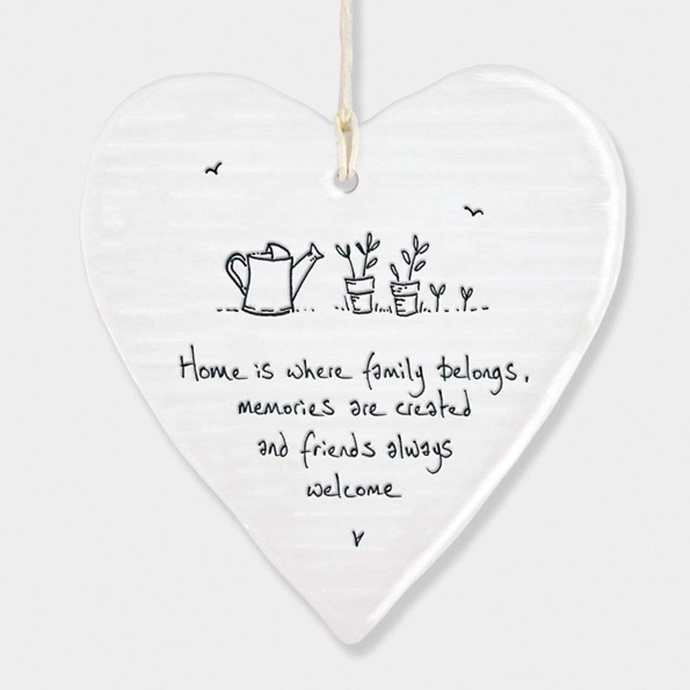 East Of India Hanging Heart Gift Home is where family belongs