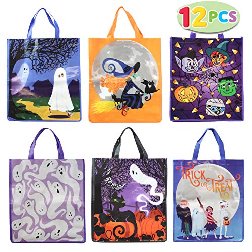 JOYIN 12 Halloween Large Treat Goody Tote Bags 17” x 15” for Halloween