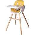 Foho Baby High Chair, Perfect 3 in 1 Convertible Wooden High Chair with Cushion, Removable Tray, and Adjustable Legs for Baby