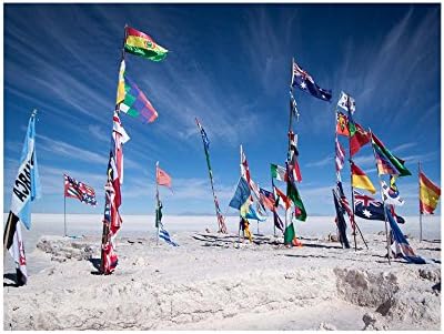 Dakar Rally Country Flags on Bolivia Uyuni Salt Flats Wall Art Decor Print Poster