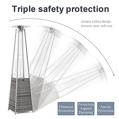 PAMAPIC Patio Heater with Cover, 42,000 BTU Pyramid Flame Outdoor