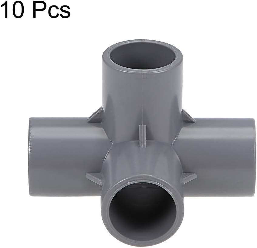 sourcing map 4-Way Elbow Metric PVC Pipe Fitting Furniture Grade 20mm Size Tee Corner Fittings Gray 10Pcs - Image 4