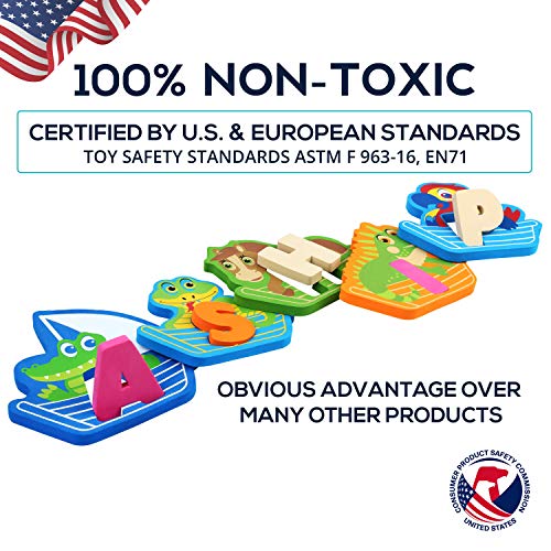 Foam Bath Toys 100% Non-Toxic Bathtub Alphabet - Free Bath Toy Organizer - Fun Foam Puzzles - Educational Floating Toys for Boys Girls - Early Learning Letters Animals Colors - 52 Pcs - Set №2