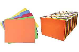 鶹Basics AMZ401 File Folders (100 Pack) + 鶹 Basics Hanging Organizer File Folders (25 Pack) - Assorted Colors