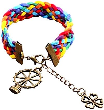 Pink Universe Vintage Handmade Lucky Rainbow Ferris Wheel Woven Bracelet