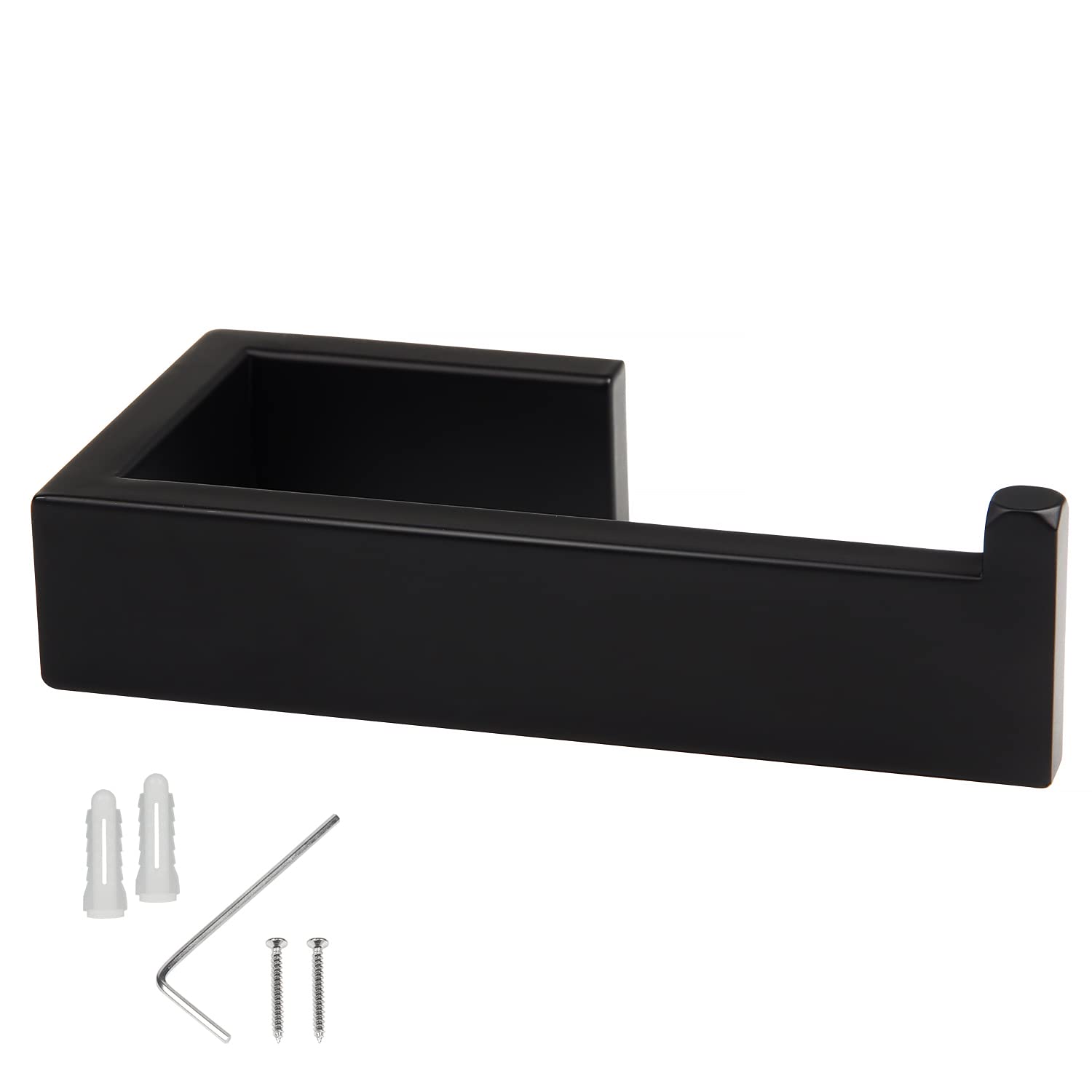 EXLECO Toilet Roll Holder 14.5cm Toilet Paper Holder Black Wall Mounted 304 Stainless Steel Matte Finish for Bathroom and Kitchen