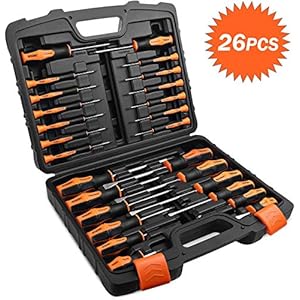 TACKLIFE Magnetic Screwdriver Set, 26PCS Professional Screwdriver Set with Case Includes Slotted/Phillips/Torx Precision Screwdrivers for Repairing Home Improvement Craft