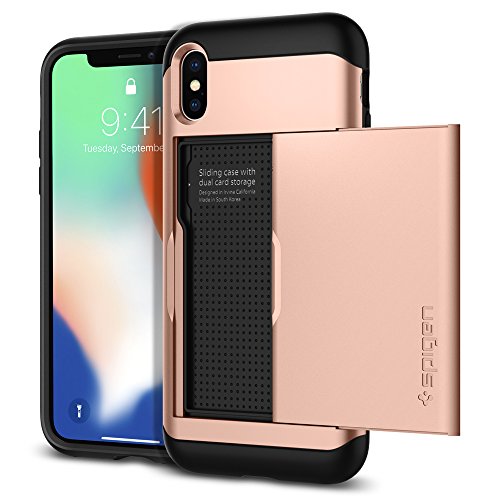Spigen Slim Armor CS iPhone X Case with Slim Dual Layer Wallet Design and Card Slot Holder for Apple iPhone X (2017) - Blush Gold Cell Phones & Accessories, Cases, Holsters & Clips, Flip Cases