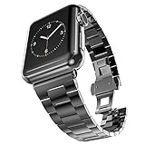 NO1seller Top Thin Light Stainless Steel Band Strap Bracelet Replacement with Butterfly Clasp for Apple Watch Series 3, Series 2, Series 1