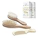 Babyality Baby Hair Brush & Comb Set: 3-Pack Wooden Infant Goat Bristles Brush + Detangling Comb + Wooden Massaging Baby Brush To Keep Your Baby ́s Hair Silky & Prevent Cradle Cap|Top Baby Shower Gift