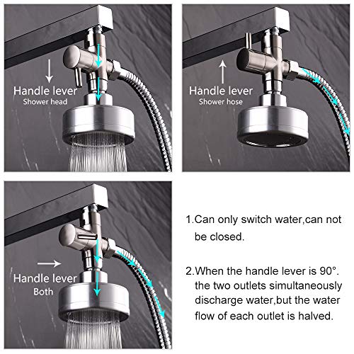 CIENCIA G1/2" Bathroom Angle Valve For Solid Brass 3-Way Shower Arm Diverter Valve Handshower for Handshower Universal Showering Components,Brushed Nickle DSF007NA - Thumbnail 4