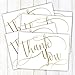Gold Foil Thank You Note Cards / 50 Thank You Card Set / 3 1/2