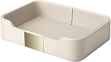SANZIE Luxury Leather Tray with Metal 8.4x5.7x2 Inches Grey