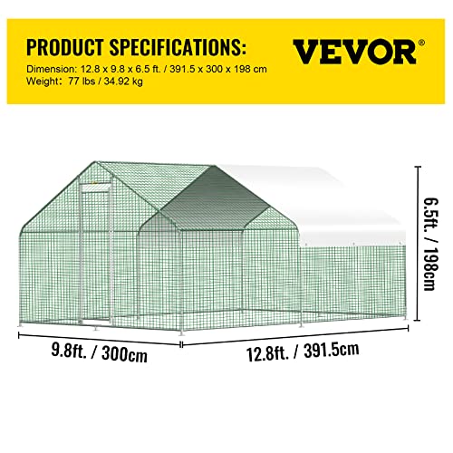 VEVOR Large Metal Chicken Coop with Run, Walkin Chicken Runs for Yard