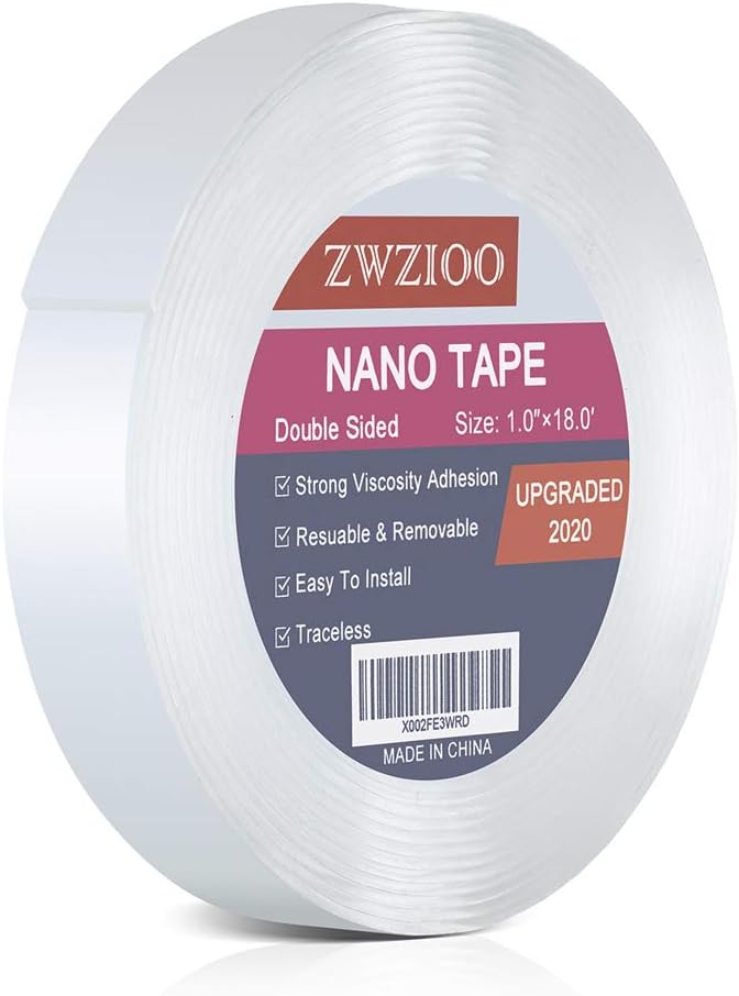 Nano Double Sided Tape, Gel Grip Tape Removable Transparent Sticky Tape, 1-inch×18 Feet, Reusable Traceless Mounting Adhesive Tape Heavy Duty for Carpet Fixed Festival Home Office Car Wall Decor: Industrial & Scientific