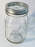 Mason Jar with Frog Lid Insert Regular Mouth 16 Oz Bundle (clear jar silver band)