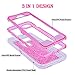 Dexnor iPhone 7 Plus Case Glitter 3D Bling Sparkle Flowing Liquid Transparent 3 in 1 Shockproof TPU Silicone Core + PC Frame Protective Defender Cover for iPhone 8 Plus/7 Plus/6s Plus - Pink