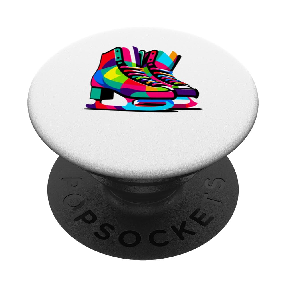 Colorful Pop Art Ice Skating Shoes Ice Skate Skater PopSockets Swappable PopGrip