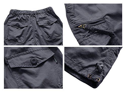 EKLENTSON Men's Capri Shorts Below Knee Shorts Loose Fit Army Outdoor Camping Summer Shorts Purplish Gray
