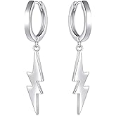 S925 Sterling Silver Lightning Bolt Dangle Drop Earrings for Womens