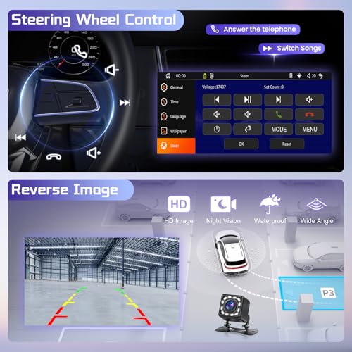 DAB+ Autoradio 1 Din Carplay Android Auto Wireless Bluetooth, 6.9'' IPS Touchscreen Stereo con Mirror Link Vivavoce Bluetooth DAB+ Radio Digitale FM Tipo-C USB EQ Controllo del Volante Retrocamera