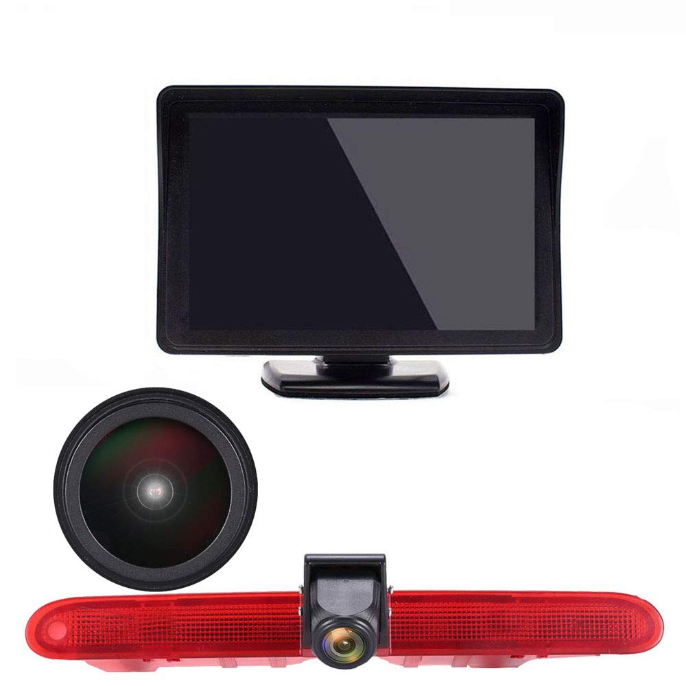 〔18mm Lens Camera + 4.3''TFT LCD Monitor〕Car HD waterproof 3rd Brake Light Reverse Camera Kit replacement for Peugeot Partner 2 II Tepee Rifter 2008-2016/Berlingo 3 III 4 IV B9 Kasten ab Bj 2008-2020