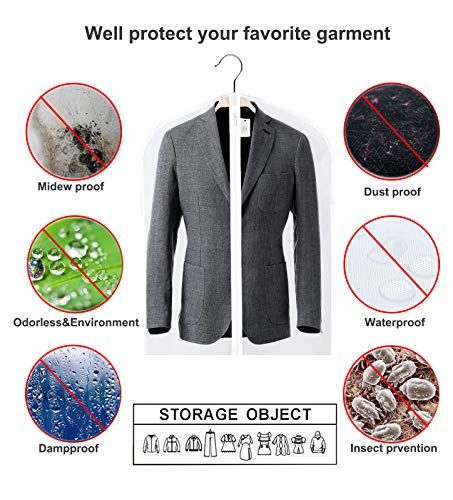 Aufisi Garment Cover Bag, Pack of 7 Premium Quality PEVA Moth Proof Clothes Covers Dustproof Clear Suit Garment Bag Breathable Full Zipper Dust Cover, 4 Pcs 40" x 24" Inch and 3 Pcs 47" x 24" Inch