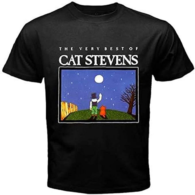 Cat Stevens Vintage T Shirt Tour Mens Mic pop Rock tee New Black_1070 Amazon.co.uk Clothing