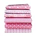 flic-flac 20 x 20 inches (51cmx51cm) Fat Quarter Natural Cotton Quilting Fabric Thick Craft Printed Fabric High Density Bundle Squares Patchwork Lint DIY Sewing (6pcs, Pink)