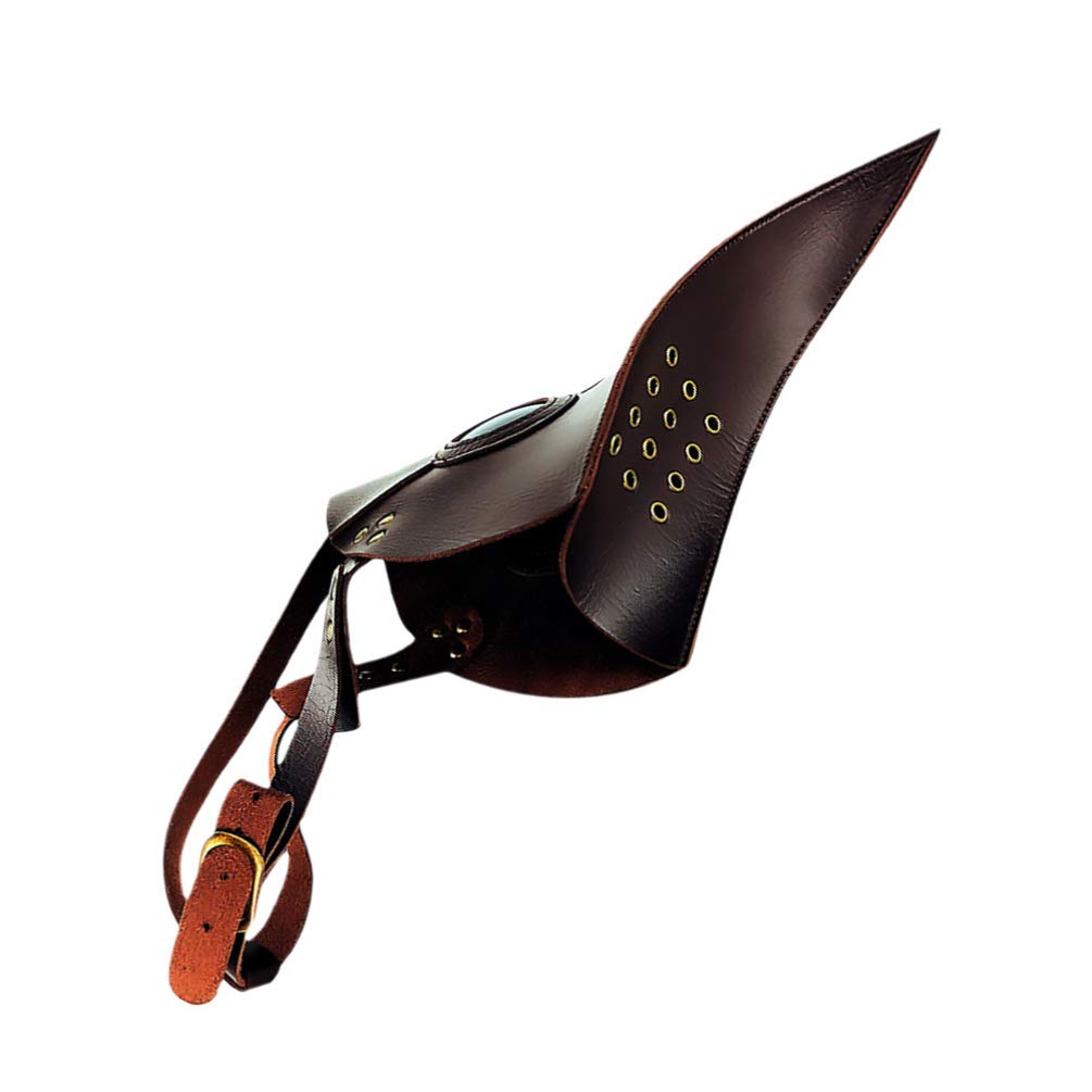 Amosfun Plague Doctor Mask Steampunk PU Leather Bird Beak Mask Halloween Costume Props Coffee