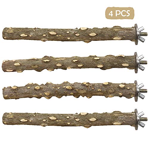 LiMio Bird Perch Parakeet Stand 4PCS Natural Wood Platform Conure Cage Accessories