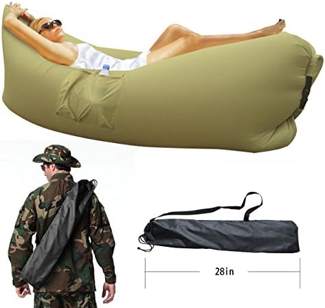 Apow Inflatable Lounger Bag 2nd Generation - Air Sleeping Sofa Ideal for Indoor or Outdoor Air Filled Bed Couch Hangout Hammock or Portable Waterproof Inflatable Lounge for Camping Picnics Beach