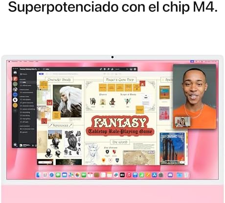 Desktop iMac All-in-One com Chip M4, CPU e GPU de 10 núcleos: Concebido para Apple Intelligence, Ecrã Retina de 24", 16GB de Memória Unificada, 256GB SSD - Rosa