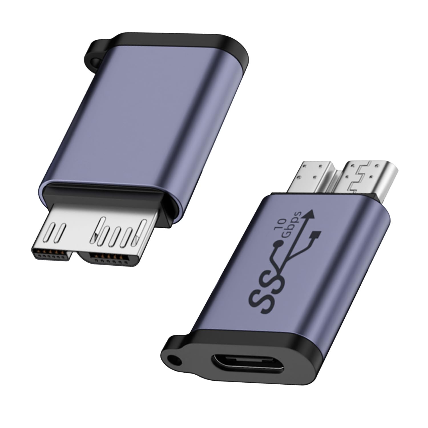 QIANRENON 10Gbps USB C Female to Micro B Male Data Charging Adapter Type C to USB3.0 Micro B male external hard drive converter, for external hard SSD drive tablet digital camera phone laptop, 2Pcs