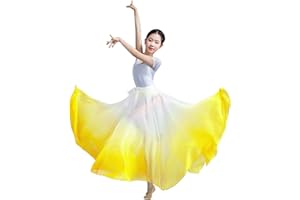 Z&X Gradient Color Sheer Long Flowy Wrap Skirt Ballet Lyrical Dance Costumes for Girls Ballerinas Performance