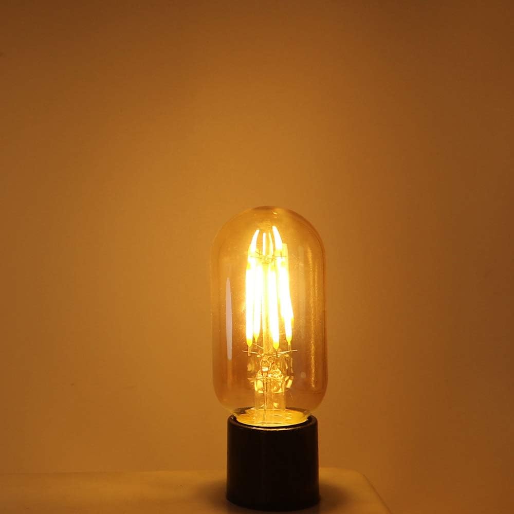 ZFQ Vintage Edison LED Filament Bulb T45 4W Decorative Bulb E27 Screw Base, Gold Tinted Glass, 2700K Warm White - Image 4